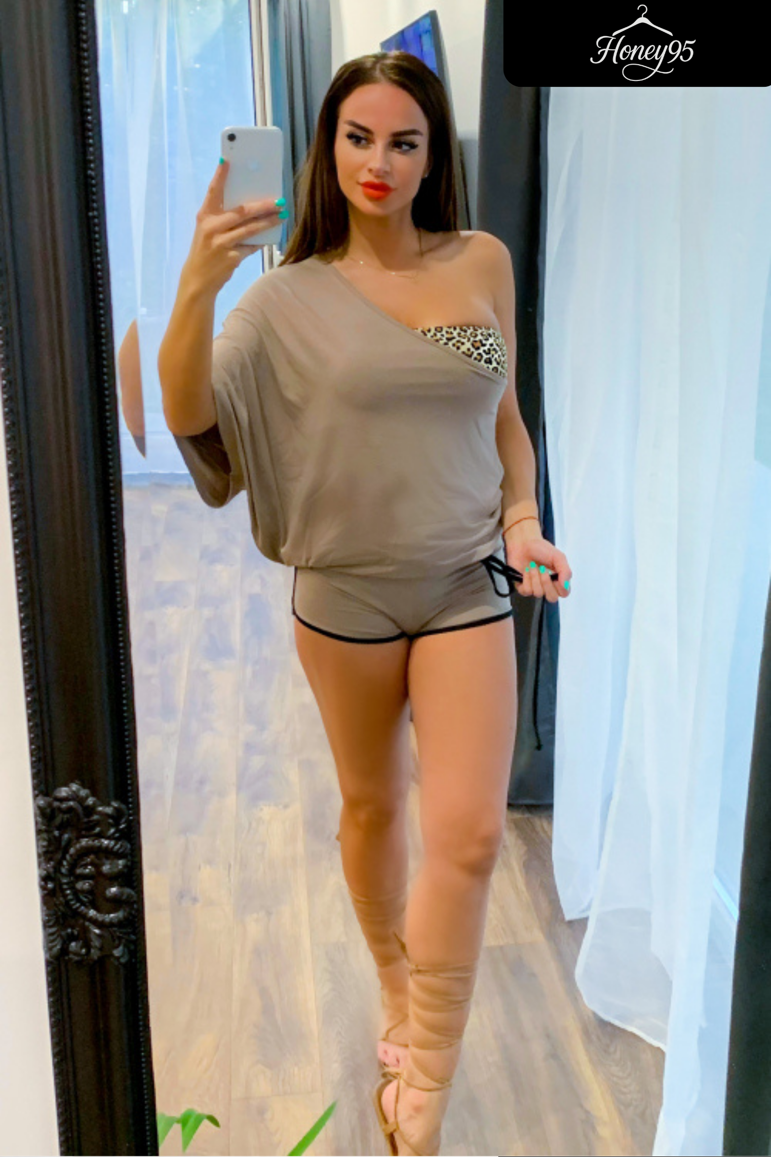 Taupe One Shoulder Set