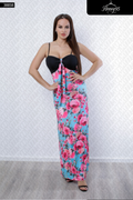 Blue and Pink Floral Maxi Dress