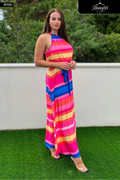 Rainbow Maxi Halter Dress