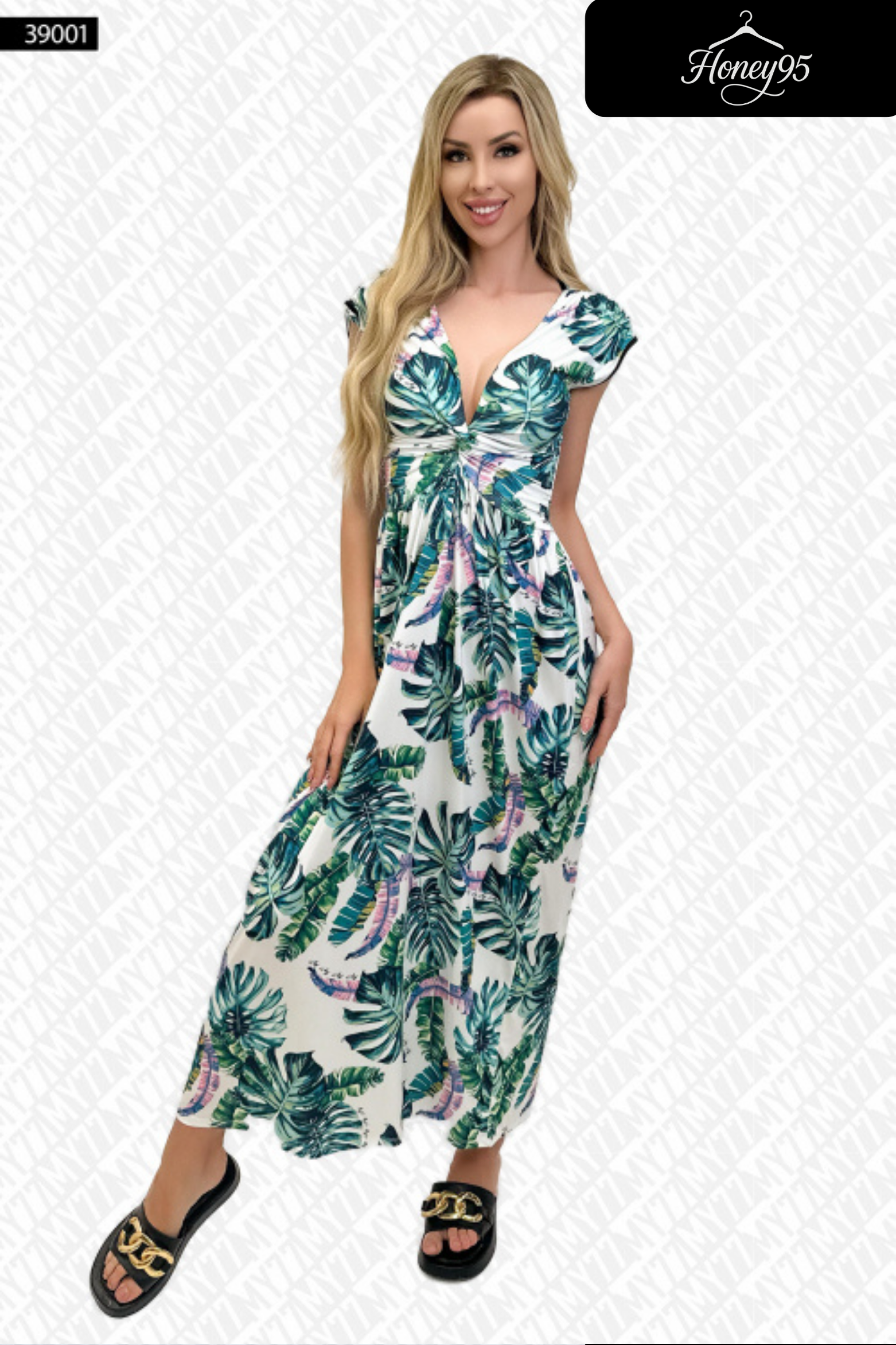 Tropical Leaf Maxi Dress